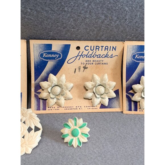 Vintage Kenney Curtain Holdbacks Floral Design Set of 6 Original Packaging - Picture 3 of 11